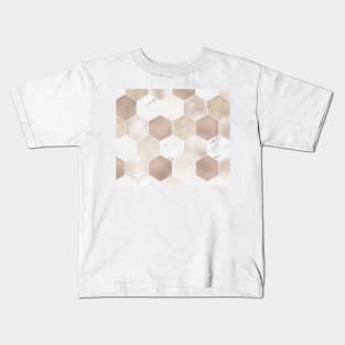 Blush pearl and marble hexagons Kids T-Shirt